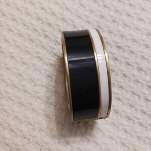 Chico's Black White Gold Hinged Bangle Bracelet NWOT